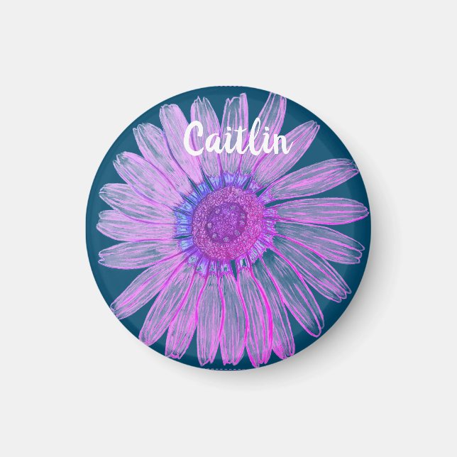 Schöne Blume individuelle Name Magnet (Vorne)