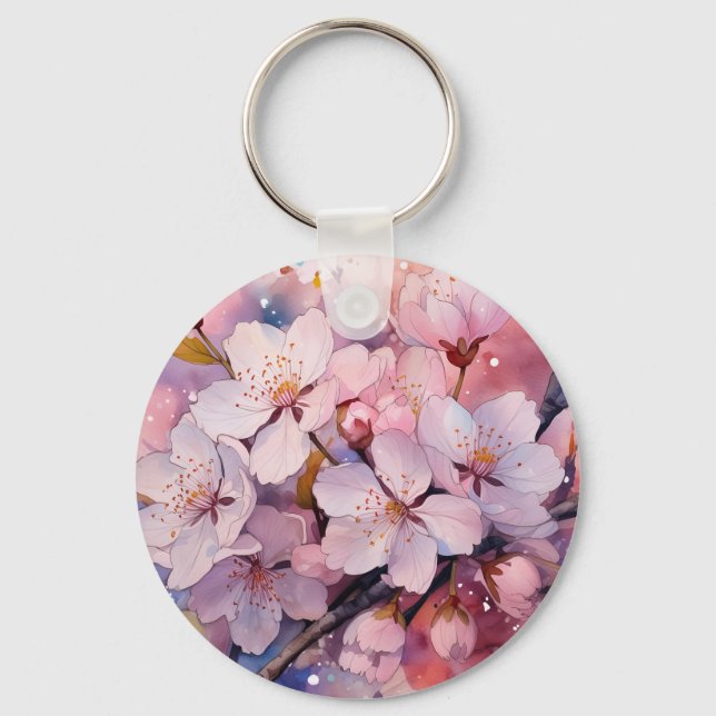 Schöne Blume Keyring Schlüsselanhänger (Vorderseite)