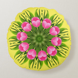 Schöne Blume Mandala Design-79358 Rundes Kissen