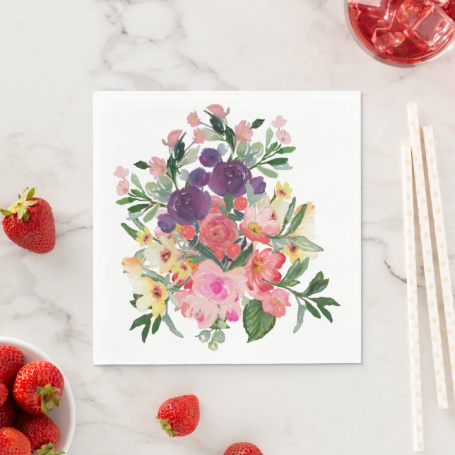 Schöne Blume mit Aquarellfarbe Serviette (Beispiel)