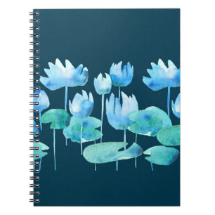 Schöne Blume mit Aquarelllotus Notizblock