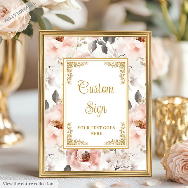 Schöne Blume mit Goldakzenten Poster (Beautiful blush flowers with gold accents custom Poster)