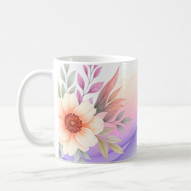 Schöne Blume mit Lila Glanz Kaffeetasse (Links)