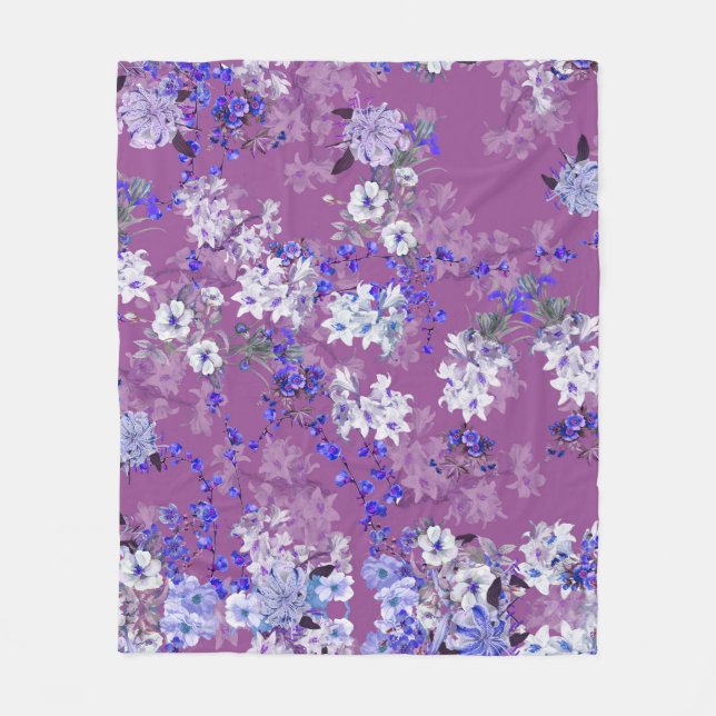 Schöne Blume mit Ölgemälde und Zweige Tiny Fl Fleecedecke (Vorderseite)