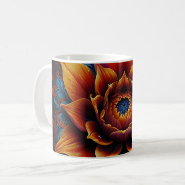 Schöne Blume mit orangen und blauen Blütenblättern Kaffeetasse