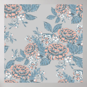 Schöne Blume. Monochrome Ornamente. Nahtlose Pappe Poster