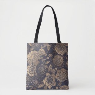 Schöne Blume, Pfannkuchen, Rose und Schmetterlinge Tasche