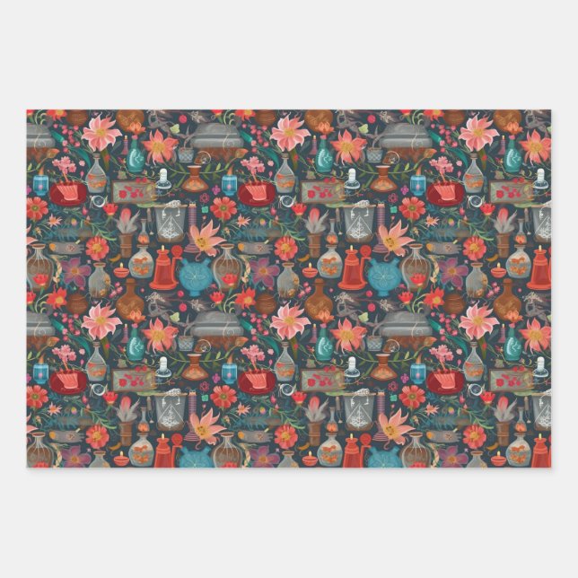 Schöne Blume Pots Vases Kernmuster Geschenkpapier Set (Vorderseite)