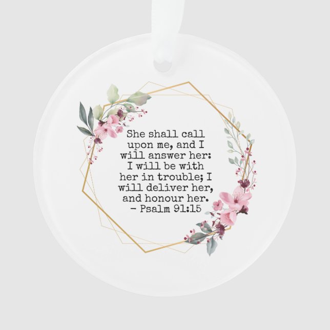 Schöne Blume Psalm 91 Einrichtung Ornament (Vorderseite)