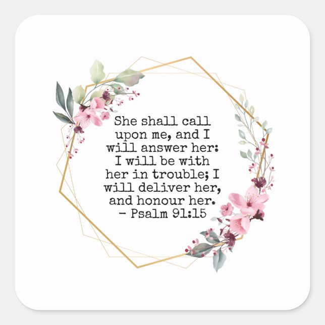 Schöne Blume Psalm 91 Square Sticker (Vorderseite)