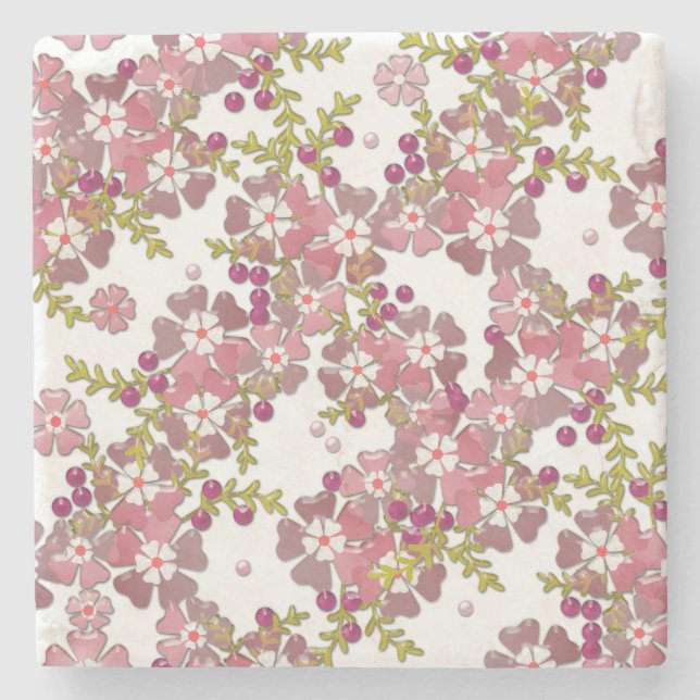 Schöne Blume Steinuntersetzer (Vorderseite)