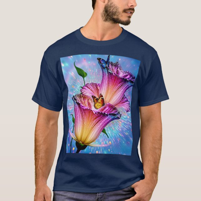 Schöne Blume und Butterfly T-Shirt (Vorderseite)