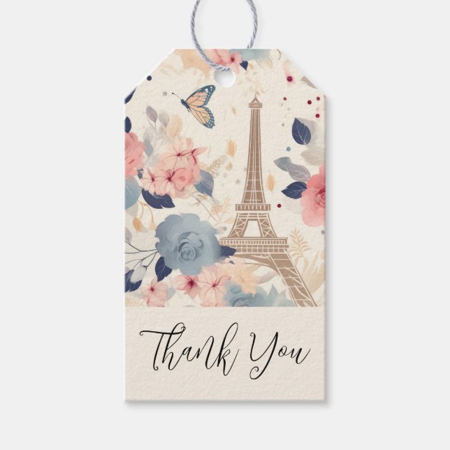 Schöne Blume und der Eiffelturm Paris Vielen Dank Geschenkanhänger (Vorderseite)
