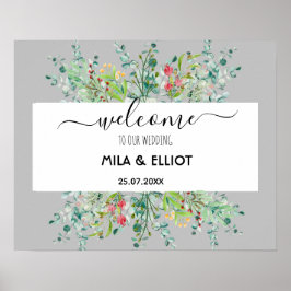 Schöne Blume und Eukalyptus-Poster Poster