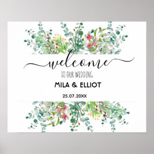 Schöne Blume und Eukalyptus-Poster Poster