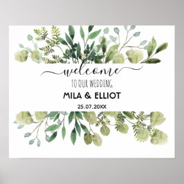 Schöne Blume und Eukalyptus-Poster Poster