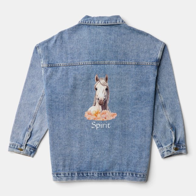 Schöne Blume und Rosa Personalisiert Jeansjacke (Rückseite)