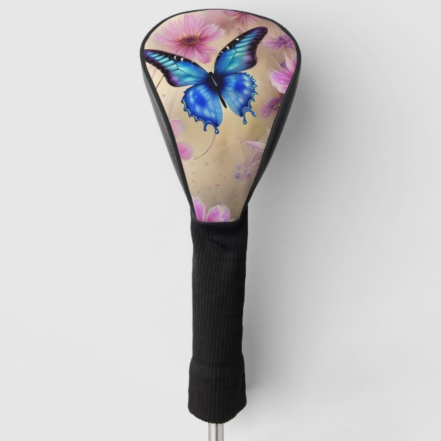 Schöne Blume und Schmetterling Golf Headcover (Vorderseite)
