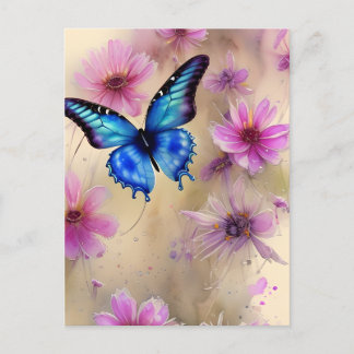 Schöne Blume und Schmetterling Postkarte