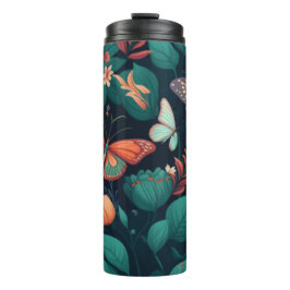 Schöne Blume und Schmetterlinge im Dschungel Thermosbecher