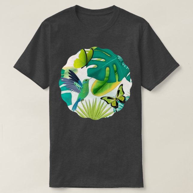 Schöne Blume und Schmetterlinge im Sommer 1 T-Shirt (Design vorne)