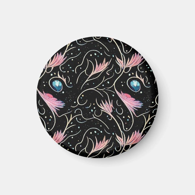 Schöne Blume und Wirbel Muster Magnet (Vorne)