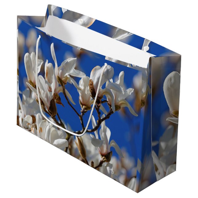 Schöne Blume von White Magnolia Sargentiana Große Geschenktüte (Vorderseite Schrägansicht)
