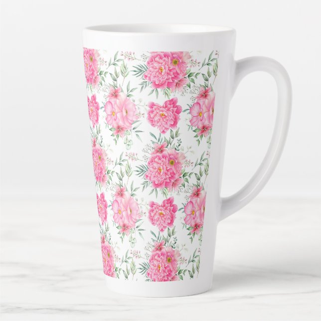 Schöne Blume Wasserfarbenes Muster Milchtasse (Rechts)