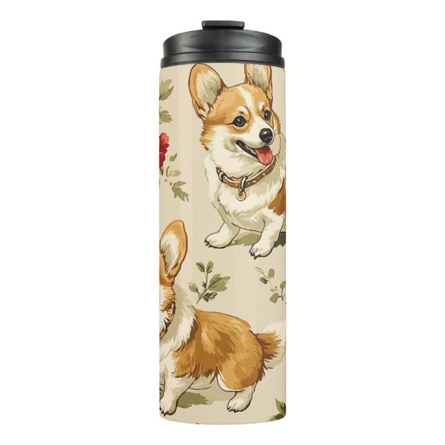 Schöne Blume Weihnachten Corgi Dog Thermosbecher (Vorderseite)