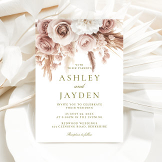 Schöne Blumen Elegante Hochzeit Einladung