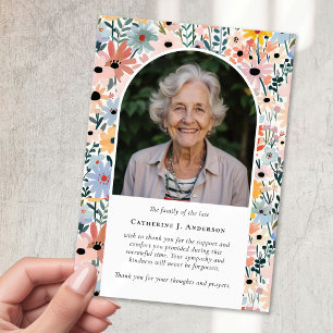 Schöne Blumen-Foto-Beileid-Funeral-Gedenkfeier Dankeskarte