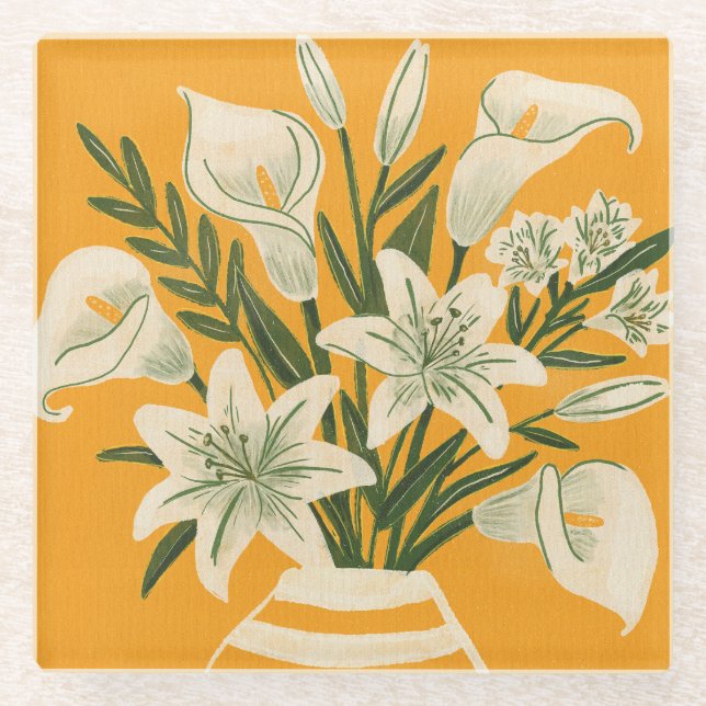 Schöne Blumen Glasuntersetzer (Vorderseite)