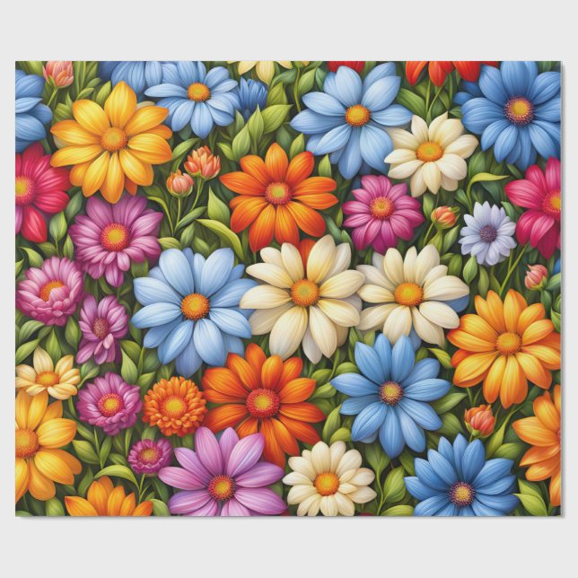 Schöne Blumen, hell gefärbt Geschenkpapier (Flach)