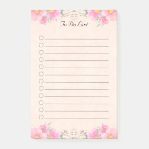 Schöne Blumen in Pastellfarben To-Do-Liste Post-it Klebezettel