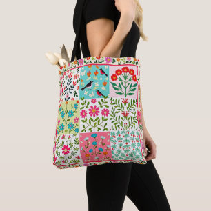 Schöne Blumen Natur Patchwork-Tasche. Tasche