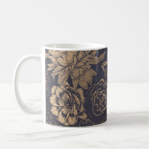 Schöne Blumen Pfingstrosen, Rosen und Schmetterlin Kaffeetasse