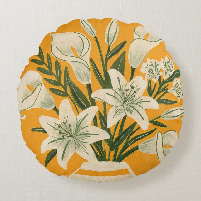 Schöne Blumen Rundes Kissen (Vorderseite)