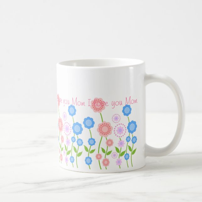 Schöne Blumen-Tasse, i-Liebe Sie Mama… Kaffeetasse (Rechts)