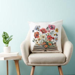 Schöne Blumen Von Einem Buch Lesern Schriftsteller Kissen