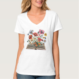 Schöne Blumen Von Einem Buch Lesern Schriftsteller T-Shirt