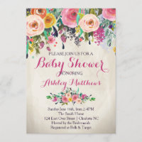 Schöne BlumenBabyparty-Einladung, Baby