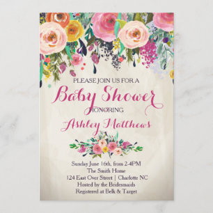 Schöne BlumenBabyparty-Einladung, Baby Einladung