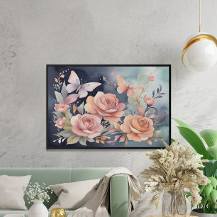 Schöne Blumenbutterfly Kunst, Dichtung und Musik Poster