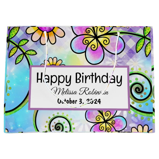 Schöne Blumengeburt Große Geschenktüte (Vorderseite)