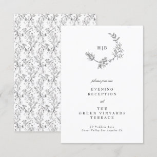 Schöne blumengeschmückte Wraath Hochzeitsempfehlun Begleitkarte