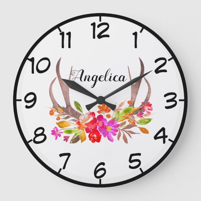 Schöne Blumenhändler Große Wanduhr (Vorderseite)