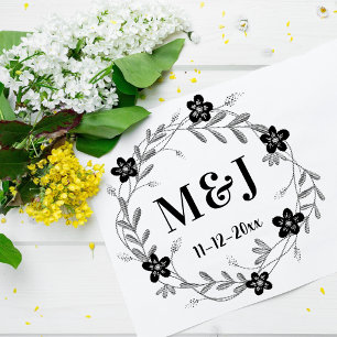 Schöne Blumenmonogramme und individuelles Hochzeit Gummistempel