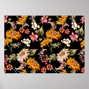 Schöne Blumenmuster nahtlos. Stofftextur Poster