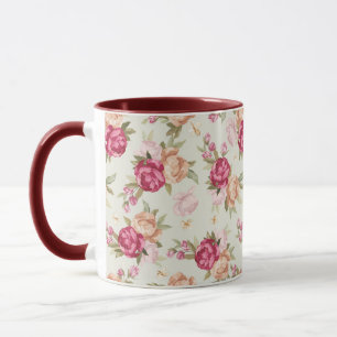 Schöne Blumenmuster-Pfingstrose auf grünem Hinterg Tasse
