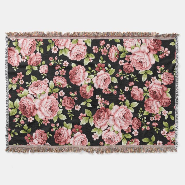 Schöne Blumenmuster-Rose mit grünen Folien Decke (Vorderseite)